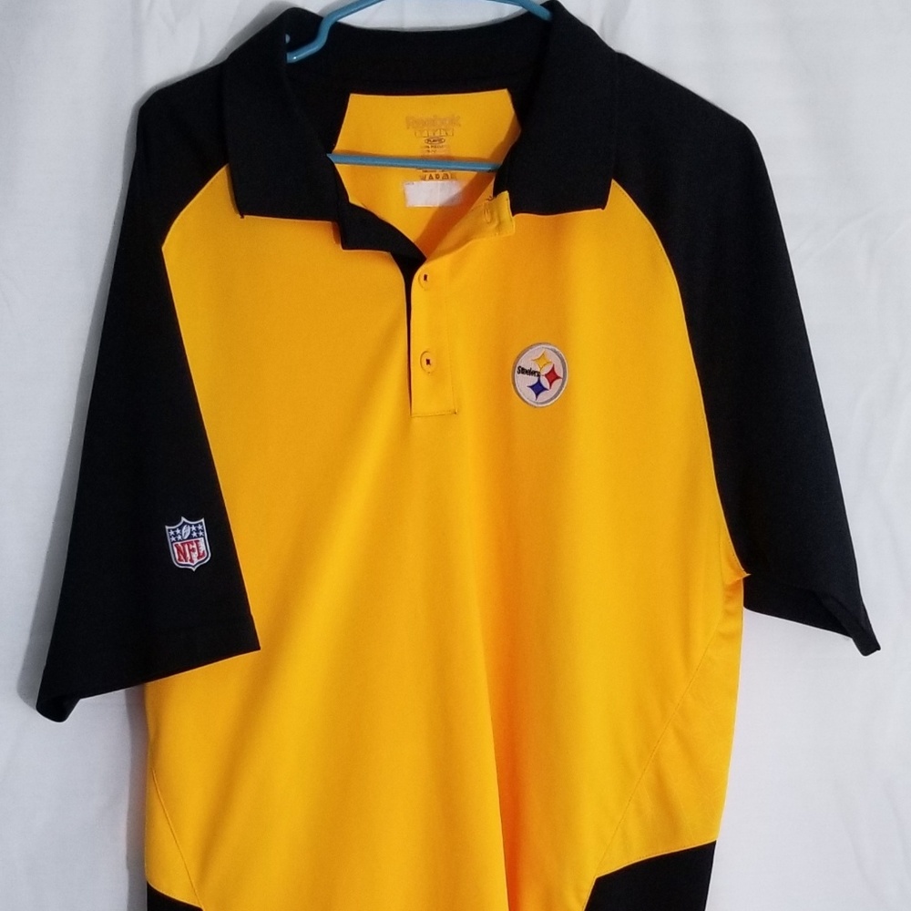 Mens Reebok Play-Dri Steelers Polo Shirt size L